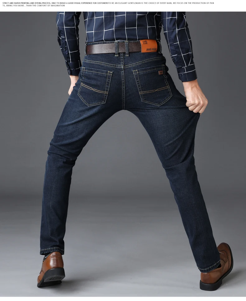 2019 Fashion Man Straight Slim Business Jeans Men Regular Stretched Denim Pant Male Casual Quality Streetwear Spring summer Jean