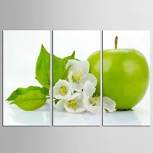 3 pieces kitchen wall pictures fruit painting print on canvas green apple modern dining room decoration picture