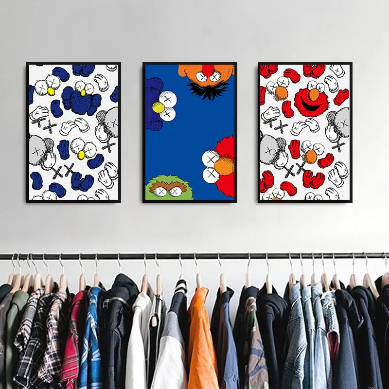 

30CM X 40CM KAWS SESAME STREET XX COMPANION BFF Gallery Art Canvas Pop Contemporary Wall Pictures Room Blank Wall Art Painting