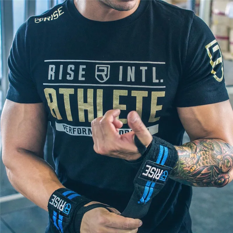 

Men summer Fitness Bodybuilding t shirt 2018 New Printed cotton shirts Brand Slim Casual Short tees tops clothes