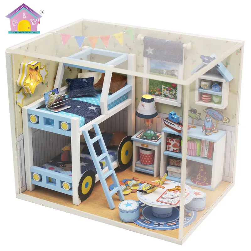 

Doll House Diy miniature 3D bedroom Miniature Wooden Building Model Furniture Model For child Toys Birthday Gifts M019