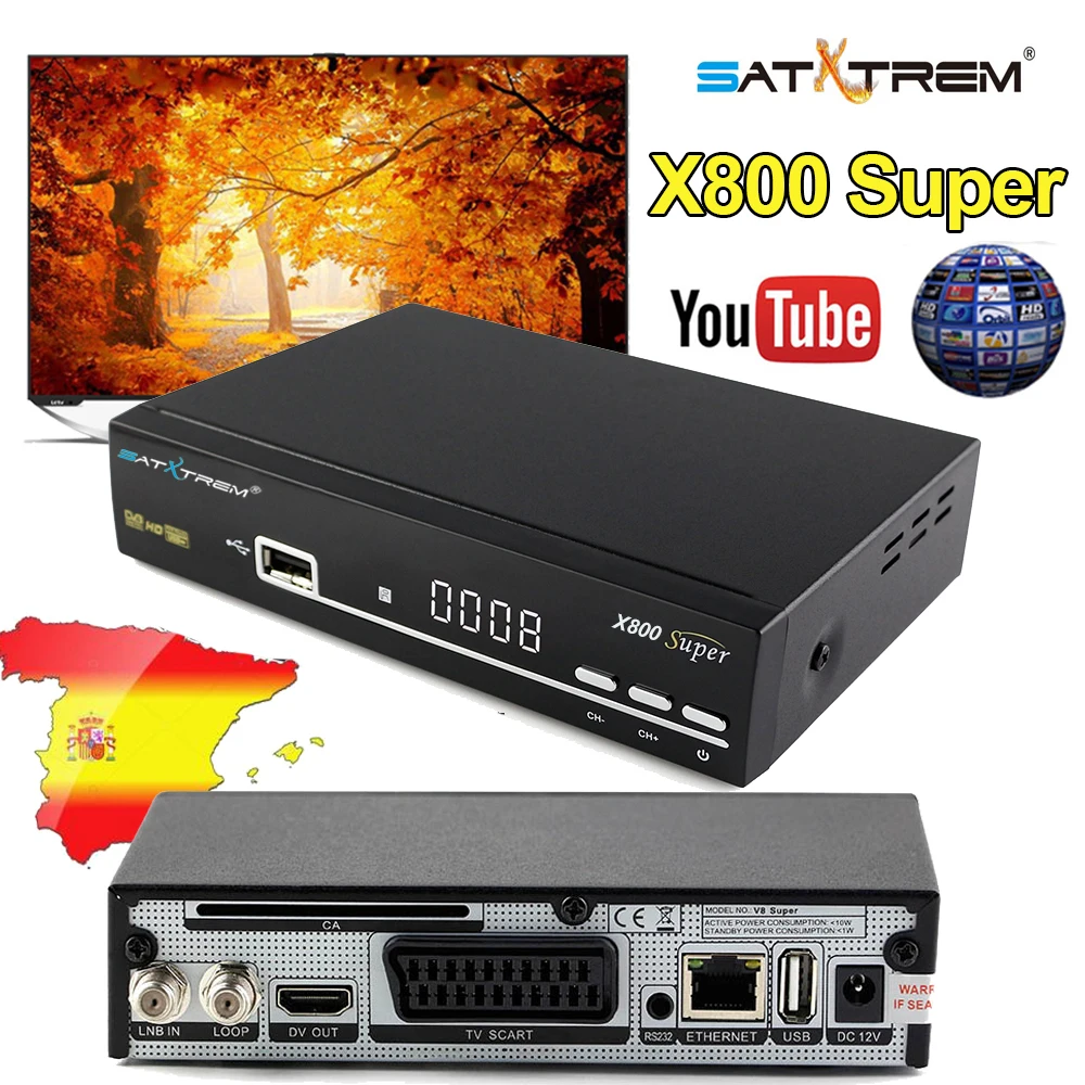 

X800 Super Satellite Receiver DVB-S2 Full 1080P USB Wifi Free 1 Year Europe Cccam Server Spain Italy Polish TV PK V Super