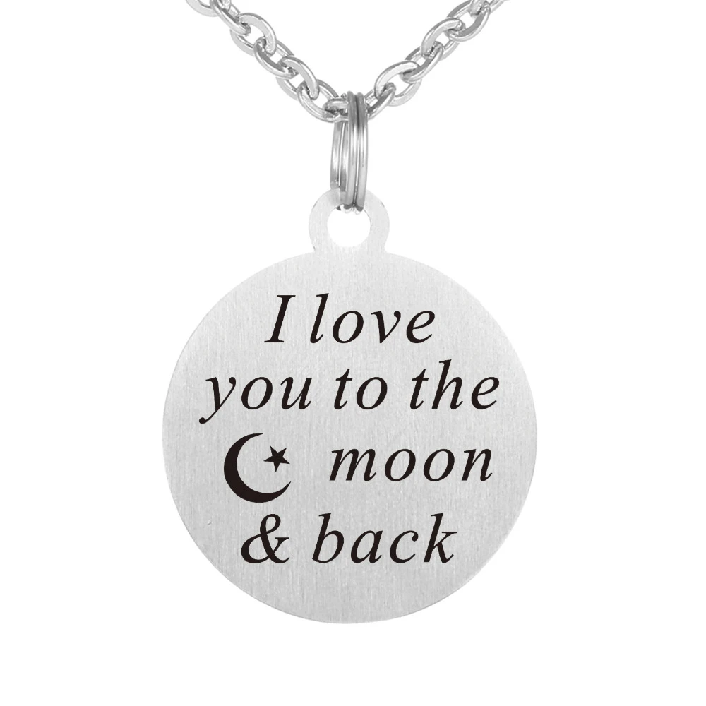 I Love You To The Moon And Back 316l Stainless Steel Inspirational Quotes Pendants Necklaces For Women With Free Key Chain Diy I Love You Moon And Backquote Pendant Aliexpress