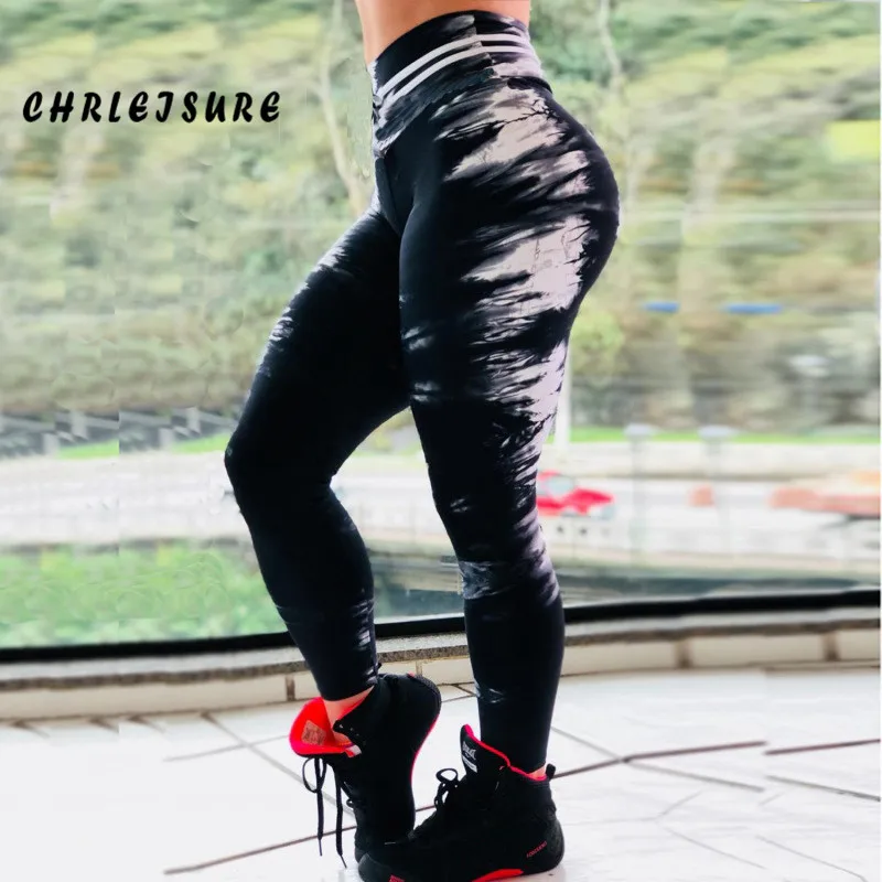 

CHRLEISURE NEW Women High Waist Fitness Leggings Digital Printing Polyester Workout Leggings Fashion Sexy Elasticity Slim Pants
