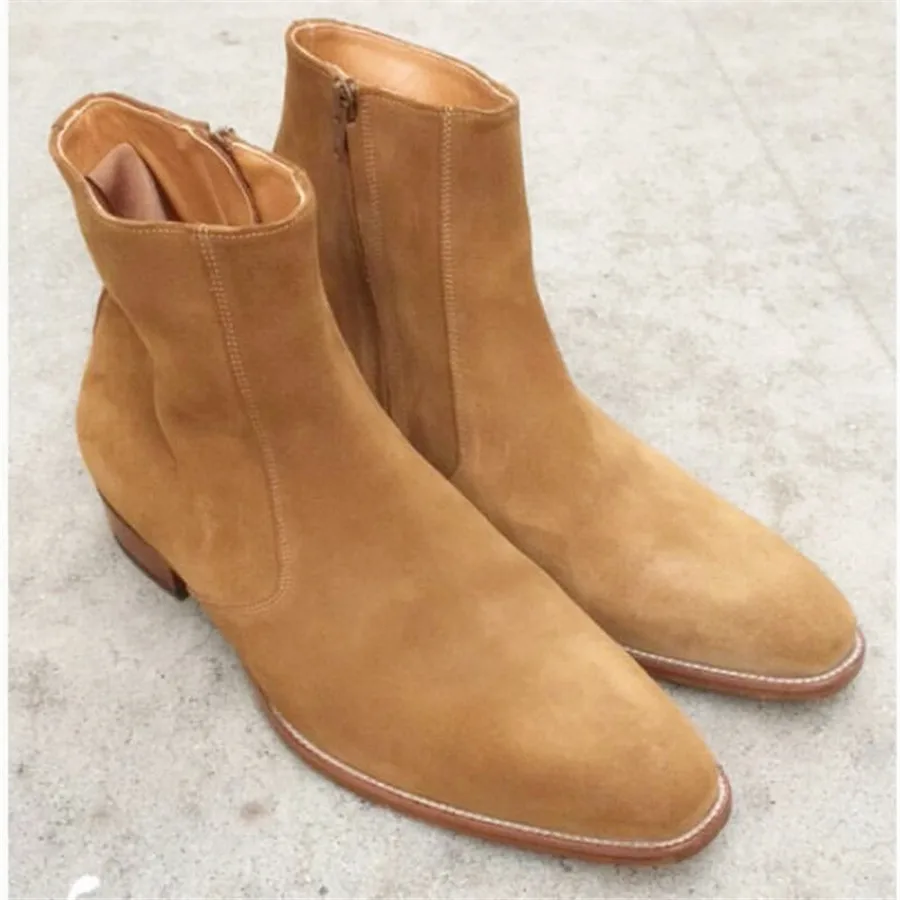 camel suede chelsea boots