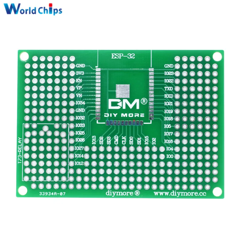 5x7 см двухсторонний прототип печатной платы для Arduino UNO R3 ESP8266 Wi Fi лампочка ESP32S ESP32