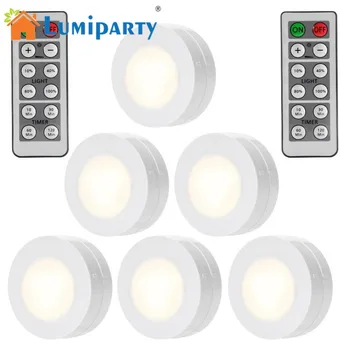 

LumiParty 6pcs LED Chip Lights Remote Control Cabinet Light With Battery Night Lamp High Quality Creative Wall Cabinet Lights