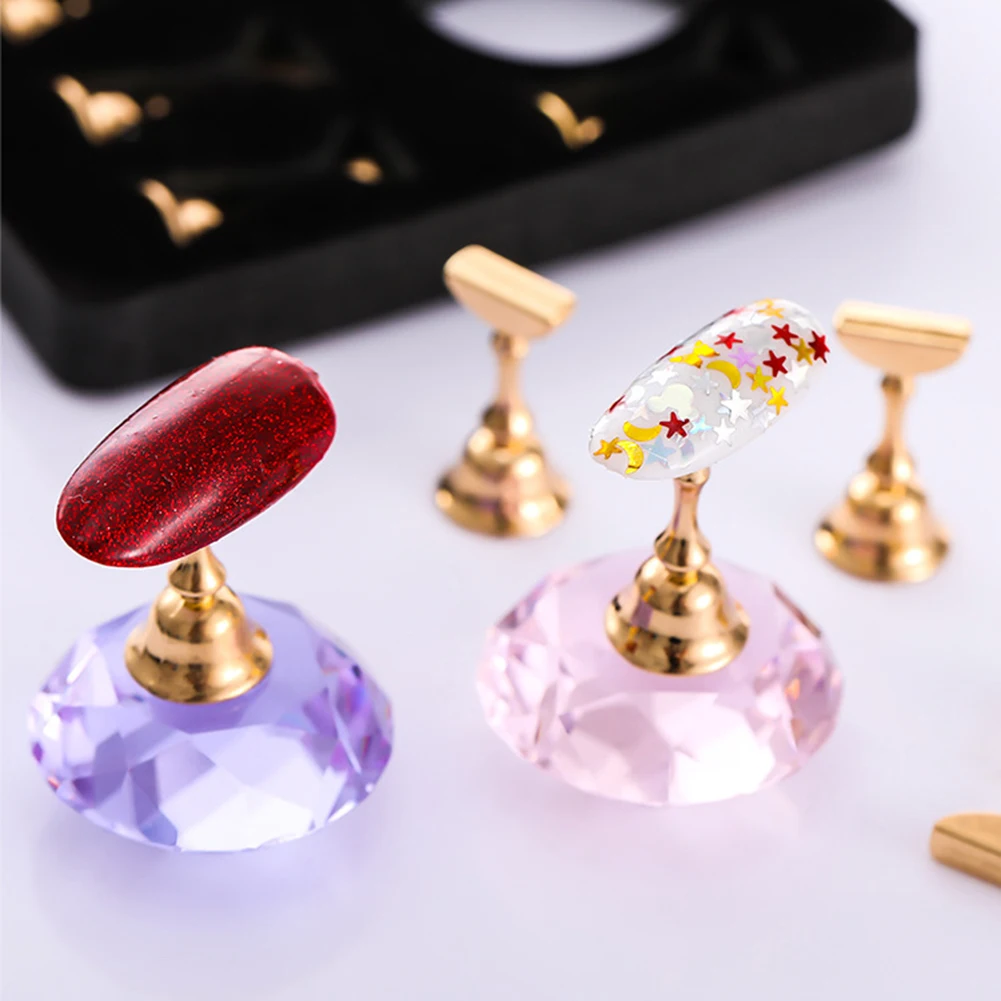 

Magnetic Beauty Nail Holder Practice Training Display Stand Crystal Holders Alloy False Nail Tip DIY Showing Shelf Tools