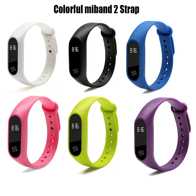 Чистый силиконовый цветной mi band 2 ремешок mi 2 Smartband аксессуары замена запястья srap для xiaomi mi 2 band с PE посылка