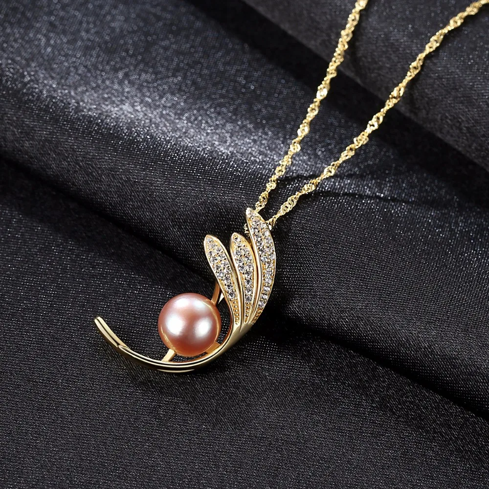 PAG&MAG Brand Natural Freshwater Pearl Cage Pendant 925 Sterling Silver Necklace Leaf shape Jewelry Anniversary Gift For Women|pendant pearl