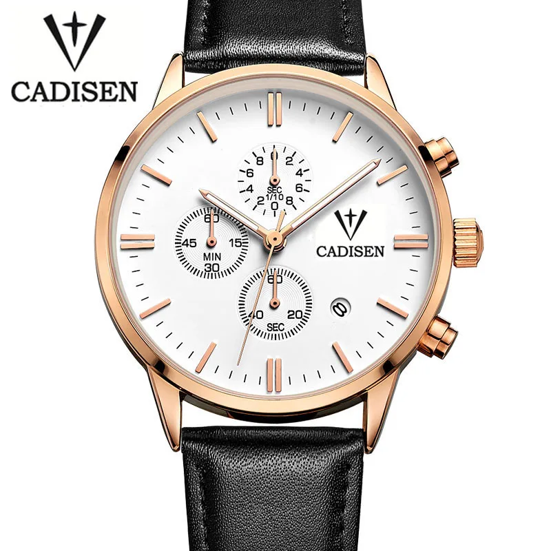 Prix pour TOP Marque CADISEN Montres Hommes Chronographe Sport Quartz Montre Homme reloj hombre De Luxe Militaire montre-Bracelet relogio masculino 2016 Prix pour TOP Marque CADISEN Montres Hommes Chronographe Sport Quartz Montre Homme reloj hombre De Luxe Militaire montre-Bracelet relogio masculino 2016