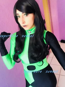 

Super Villain Kim Possible And Shego Cosplay Costume Hot Sale Halloween Superhero Catsuit For Female/Women Can Custom Made