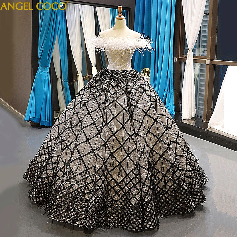 black and white feather dress
