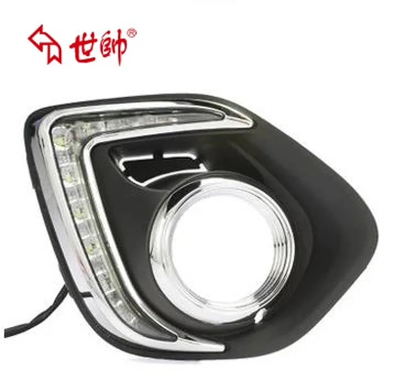 NEW Dimming style Relay Waterproof 12V LED Car light DRL Daytime running lights with fog lamp hole for Mitsubishi ASX 2013 2014