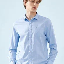 SEMIR Мужская рубашка классического кроя из хлопка с нагрудным карманом, Мужская Легкая железная рубашка с отложным воротником, Мужская классическая Модная рубашка