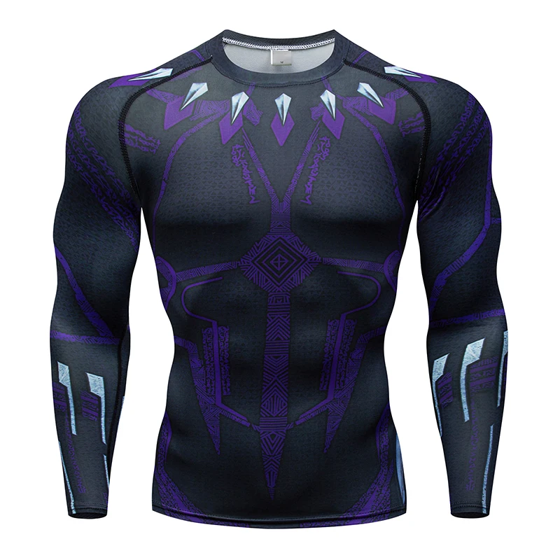 

2019 new sweat-absorbent and quick-drying compression men's fitness t-shirt long-sleeved fitness sportswear shirts hot T-shirt