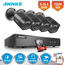 ANNKE 4CH 5in1 720P HDMI DVR CCTV Security System 4PCS 1200TVL 1MP Outdoor Bullet Weatherproof Camera Surveillance System Kits