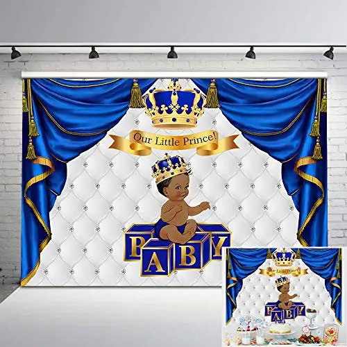 Neoback Royal Baby Shower фон этнический Маленький принц золотой фото Королевский синий и