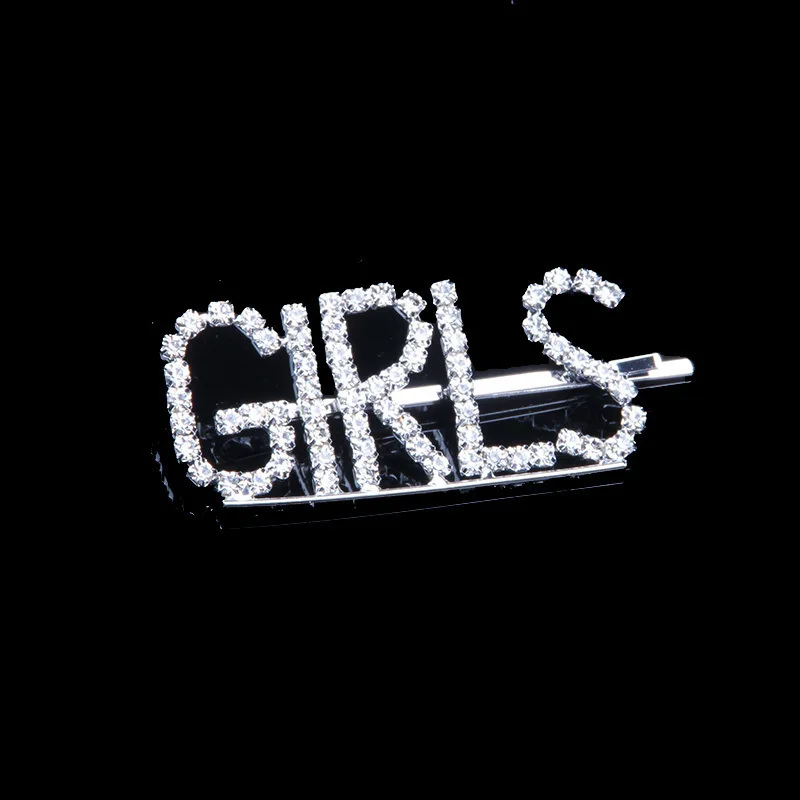 GIRLS 1 шт. GLAM/DRIPPIN/X Кристальные блестящие стразы заколки для волос буквы заколки для волос заколки аксессуары для укладки волос для женщин и девушек - Цвет: GIRLS