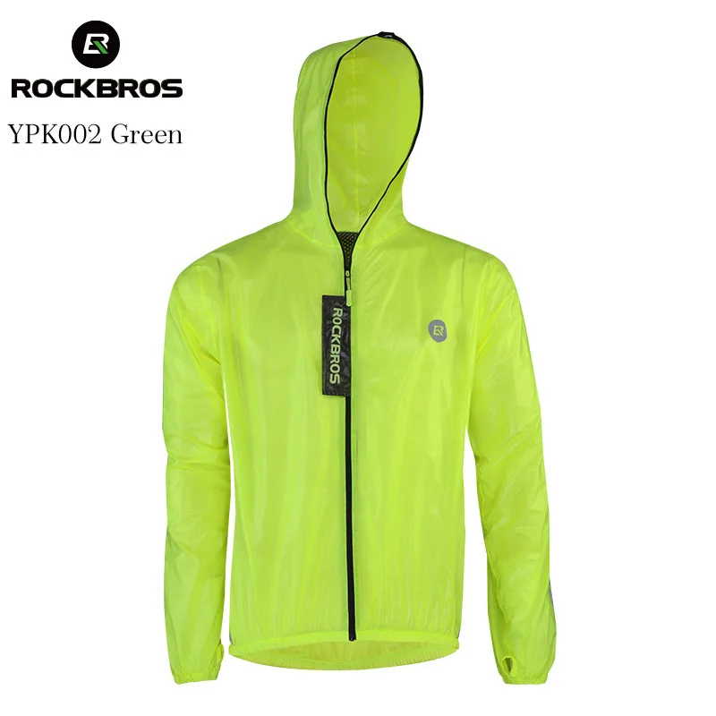 ROCKBROS Велоспорт Джерси водонепроницаемый плащ MTB дорожный велосипед куртка Светоотражающая унисекс дышащая одежда для велоспорта оборудование - Цвет: YPK002 Green Jersey