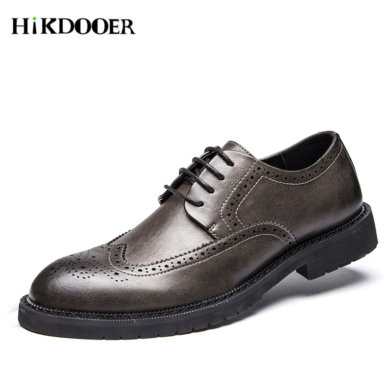 

Men Dress Shoes Formal Wedding Leather Shoes Lace up Retro Brogue Business Office Men's Fashion Flats Oxfords Shoes