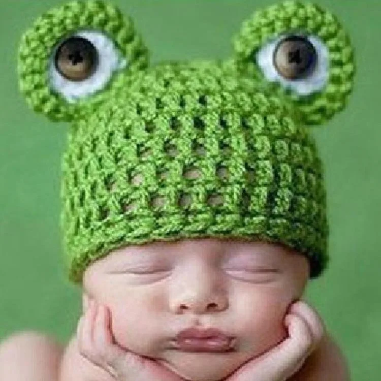 BomHCS Мода для новорожденных ручной работы вязанная шапка шляпа лягушки