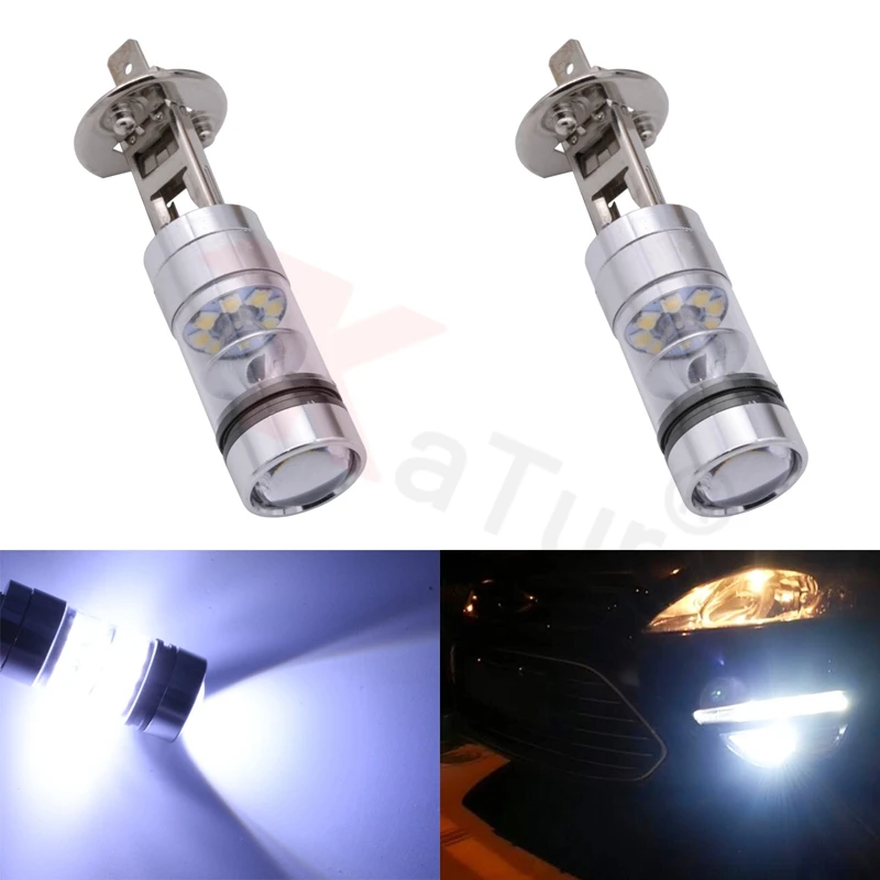 2pcs H1 100W High Power Headlight LED Light 20 SMD 1800LM Fog Driving LED Driving Running