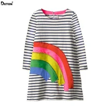 Dxton/платье для маленьких девочек; детские рождественские платья; костюмы для детей с принтом радуги; одежда для малышей; платье принцессы; детская одежда из хлопка