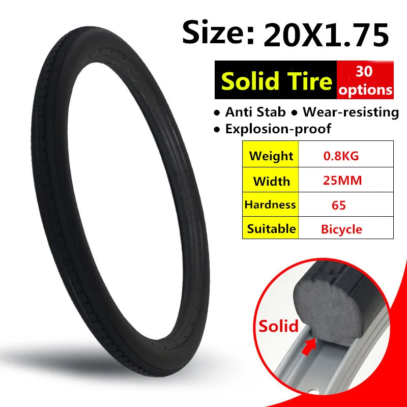 20*1.75 Biciclette Gomme piene 20 Pollice 20x1.75 Pneumatici Pneumatici  Moto Anti slip Nero MTB equitazione Bici Da Strada|Bicycle Tires| -  AliExpress
