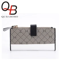 QUABOO Boucle Pliant Unisexe Long Portefeuille en cuir PU Porte-Monnaie Titulaire de la Carte Zipper & Moraillon Femelle D’embrayage Patchwork Casual ladyPurse