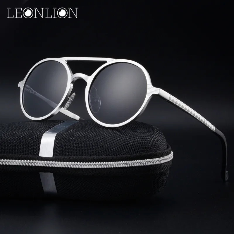 Солнцезащитные очки LeonLion поляризационные UV400 Мужские круглые в металлической