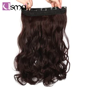 USMei натуральные волнистые синтетические волосы на заколках для наращивания коричневый блонд 14 цветов в наличии термостойкие волокна один шиньон - изображение