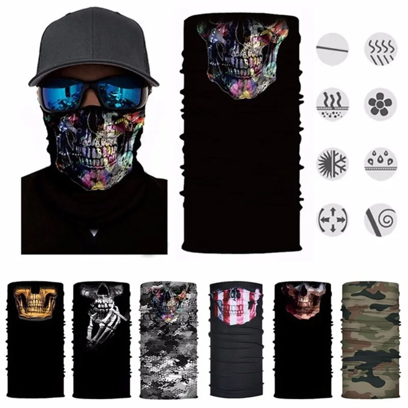Skull Ski Masks Multifunctional Bandana UPF ANTI UV Summer Sunscreen