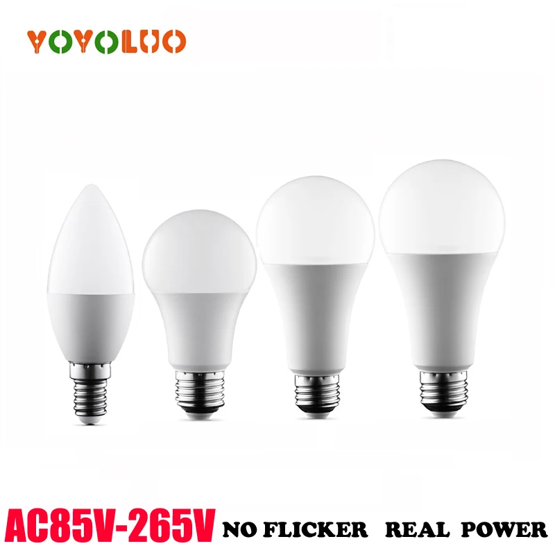 

[YOYOLUO]LED E27 LED lamp E14 LED bulb AC 220V 230V 240V 15W 12W 9W 7W 5W 3W Lampada LED Spotlight Table lamp Lamps light