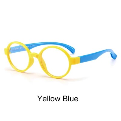 Ralferty, детская небьющаяся гибкая круглая рамка для очков, винтажные очки для близорукости, оправы для очков, оптические очки по рецепту K8146 - Цвет оправы: Yellow Blue