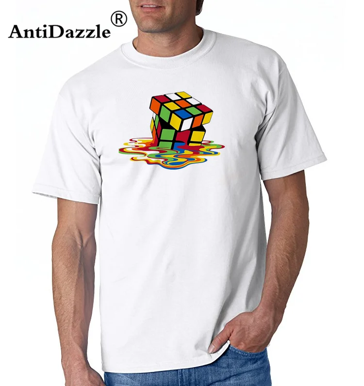 Geometric Rubik Cube T shirts Men Creative Fashion Magic T-shirt Short Tee Cotton Tops The Big Bang Theory Geek tshirt | Мужская одежда