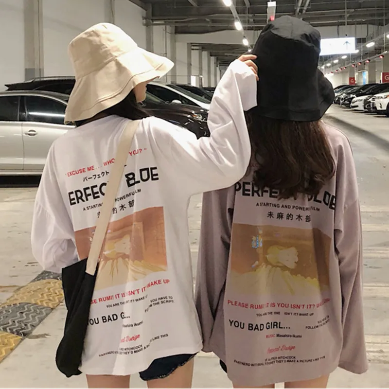 

YouGeMan Tee Shirt Femme Autumn Women Clothing Korean Ulzzang Harajuku Personality Printed T-shirt Female Casual Long Sleeve Top