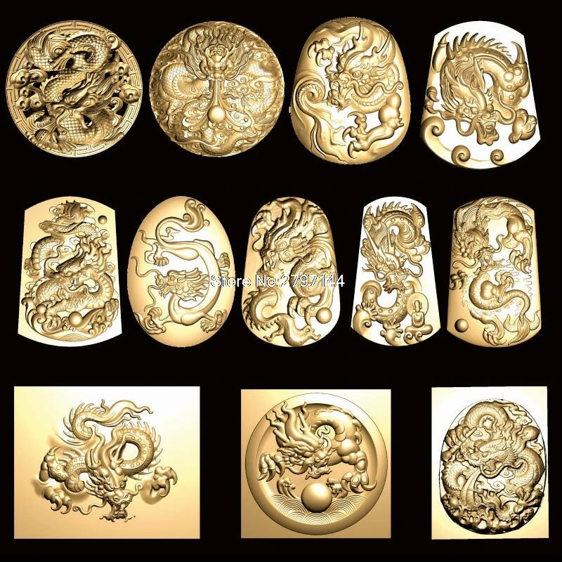 36 pcs dragon cards 3d model STL relief for cnc STL format 3D printing model source file stl relief artcam vectric aspire