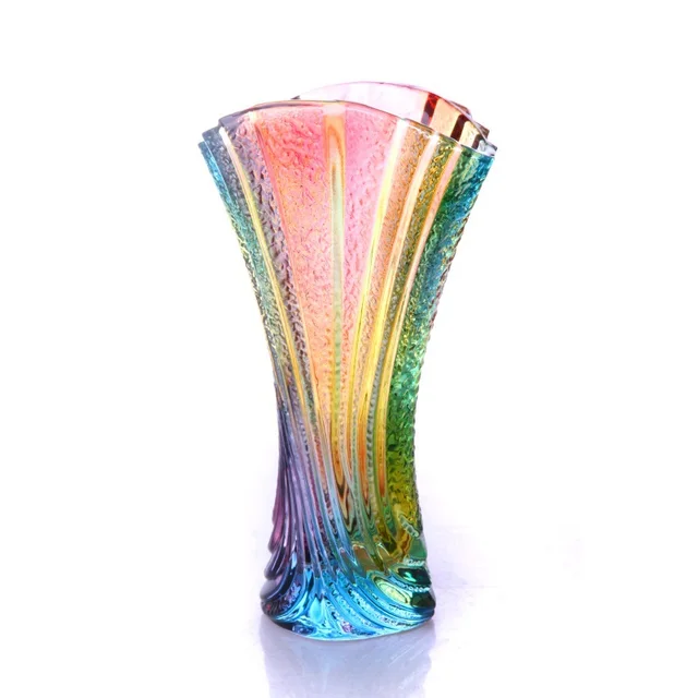 Crystal Gl Fan Shape Flower Vase Decorative Household Coloured Crystal Gl Fan Shape Flower Vase Decorative Household Coloured Glaze Carafe Gift And Craft Ornament Accessories Furnishing