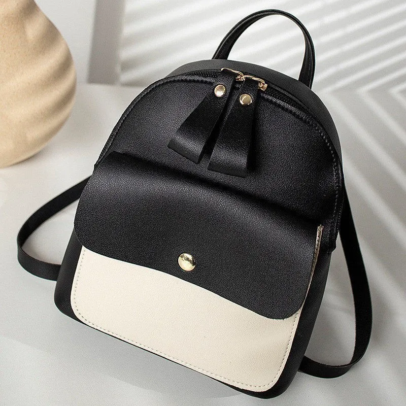 TTOU Модный маленький женский рюкзак, школьная сумка для девочек, качественные мягкие кожаные женские Мини-рюкзаки, женские дорожные сумки - Цвет: Черный