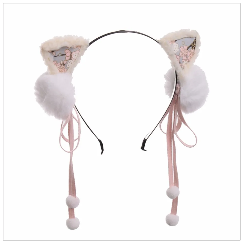 Женский головной убор в стиле Лолиты с кошачьими ушками, милый головной убор для косплея на Хэллоуин, аксессуары для волос