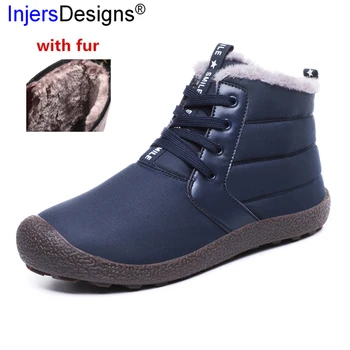 

Plus Size 39-48 Snow Boots Men Waterproof Non-Slip Winter Boots Keep Warm With Fur High Top Cotton Shoes Men Ankle Botas Hombre