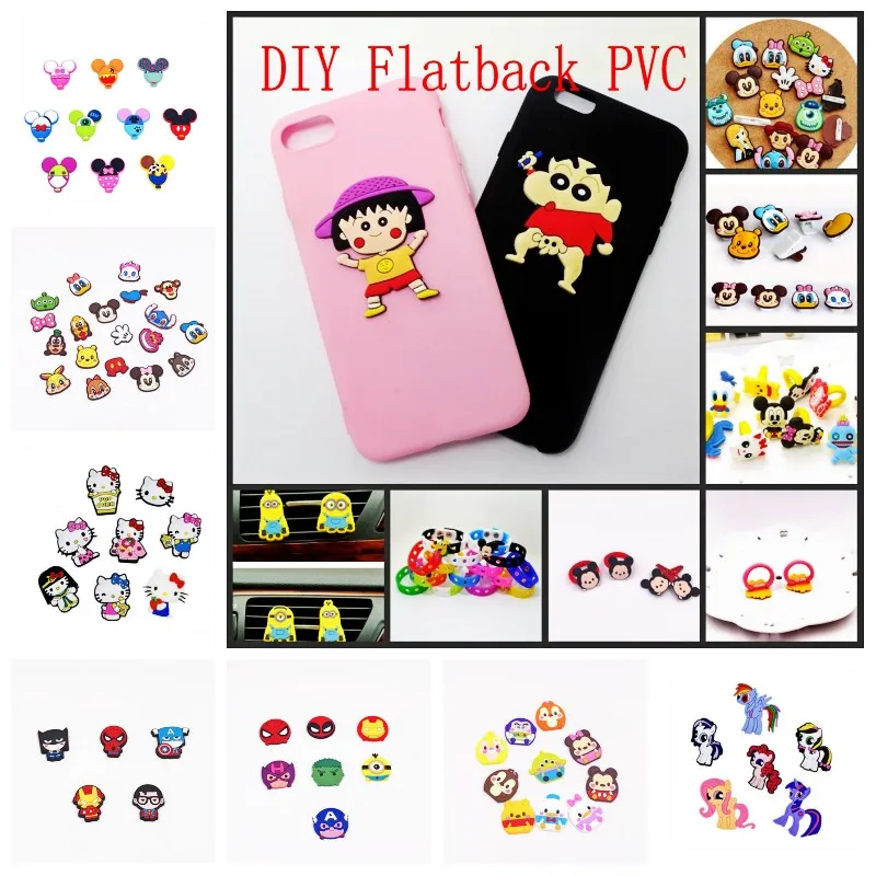 

1Set Cute Mix Cartoon Mickey Minnie Minions Decor Accessories PVC Flat back DIY Phone Case Fit Shoe Charms Gadgets Kids Gift