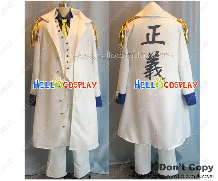 

One Piece Aokiji Kuzan Cosplay Costume Admiral Sakazuki White Vest Coat H008