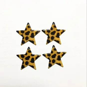 

New arrival! 37x35mm 100pcs/lot star-shape acrylic Imitation Leopard print charms for earring/Jewelry making(As shown)