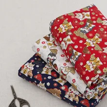 Полуярд мягкий ветерок Кот приносящий удачу ткань японский мультфильм Чистый хлопок детская одежда домашняя ткань T338