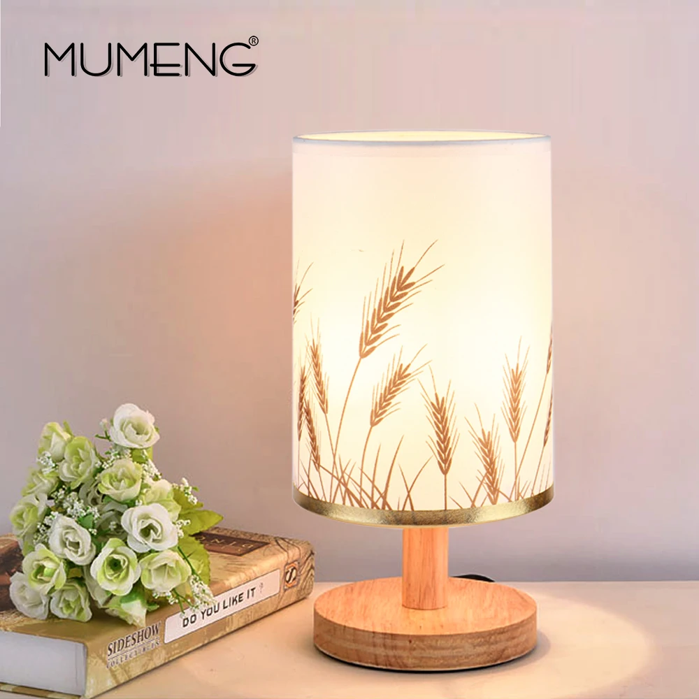 

MUMENG Modern Wood Table Lamp E27 AC110V-240V EU US Plug Student Table Lamp Bedroom Bedside Lamp Indoor Living Room Bedroom Lamp