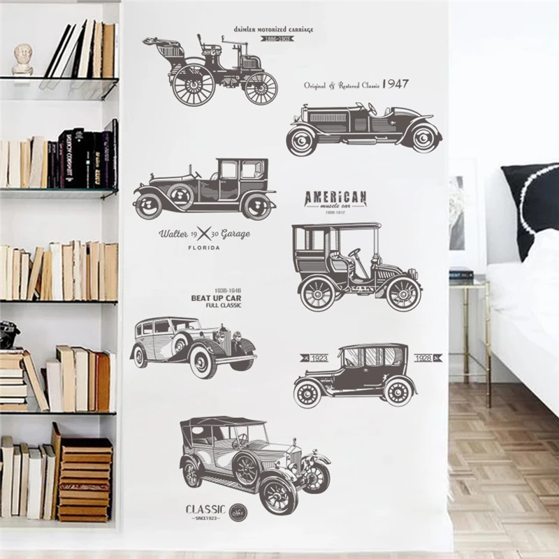 

vintage old age cars wall stickers for kids rooms nursery home decor accessories cartoon wall decals pvc mural art diy posters