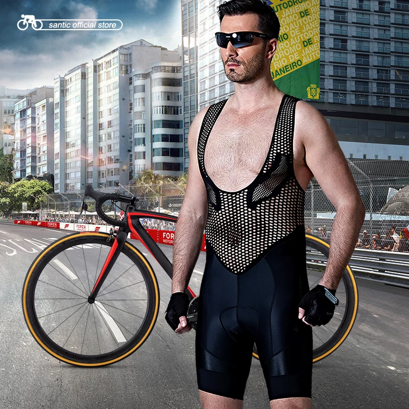 

Santic Men Cycling Padded Bib Shorts Pro Fit Summer Italian Imported Fabric Cushion Pad Breathable Cycling Clothings M7C05094