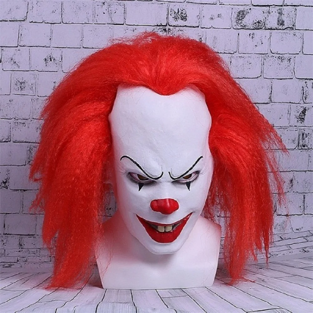 

Movie Stephen King's It Mask Pennywise Mask Cosplay Masks Red Hair Clown Joker Halloween